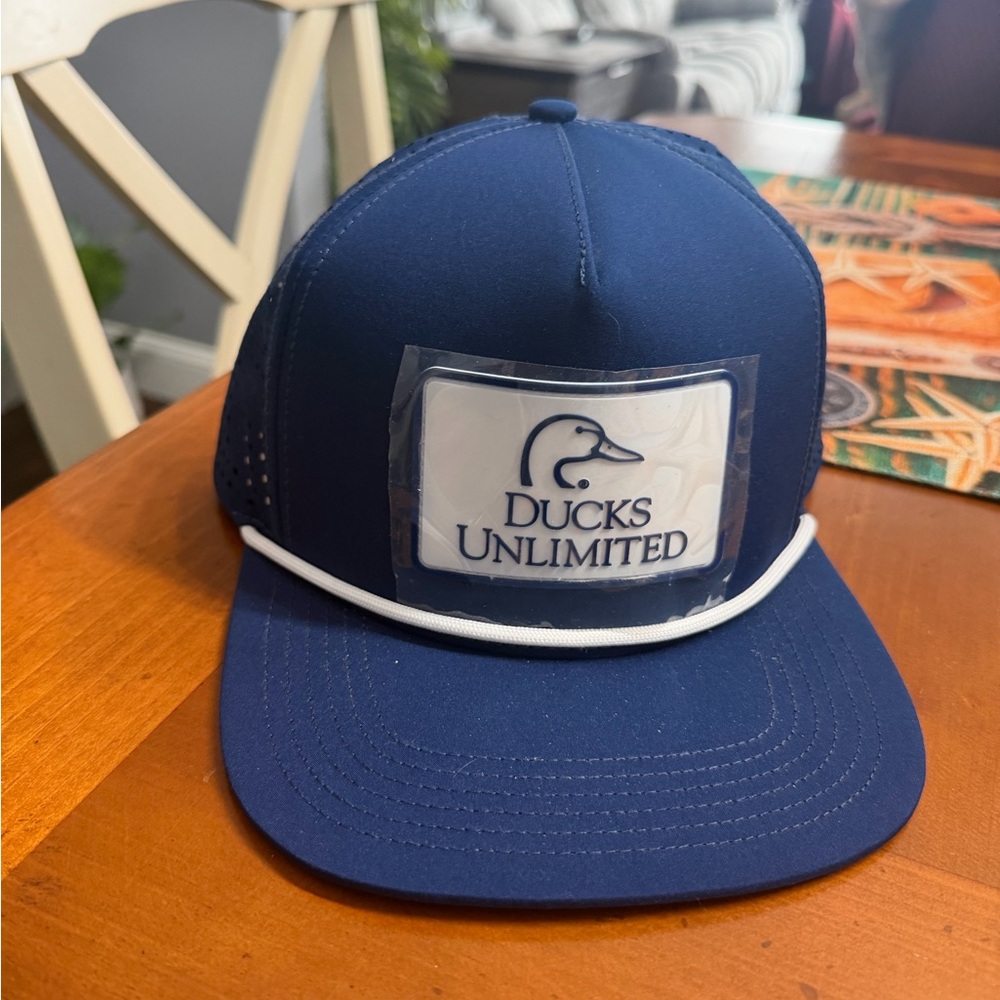 Ducks Unlimited Navy Snapback Hat with White Trim